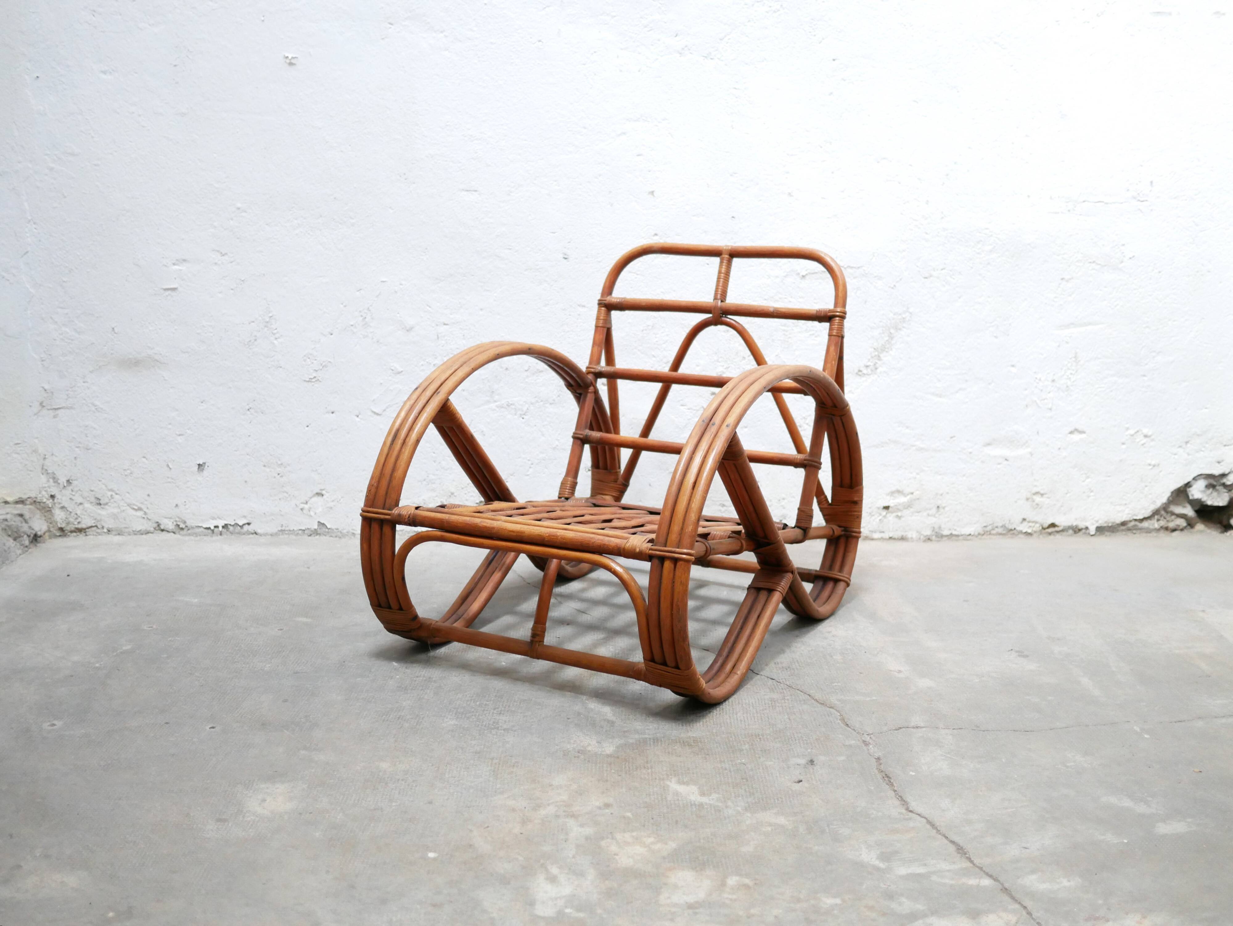 Vintage rattan pretzel armchair