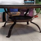 Round coffee table in wrought iron and marble