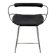 Kitchen stool with a weathered silver steel backrest and black seat.