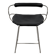 Kitchen stool with a weathered silver steel backrest and black seat.