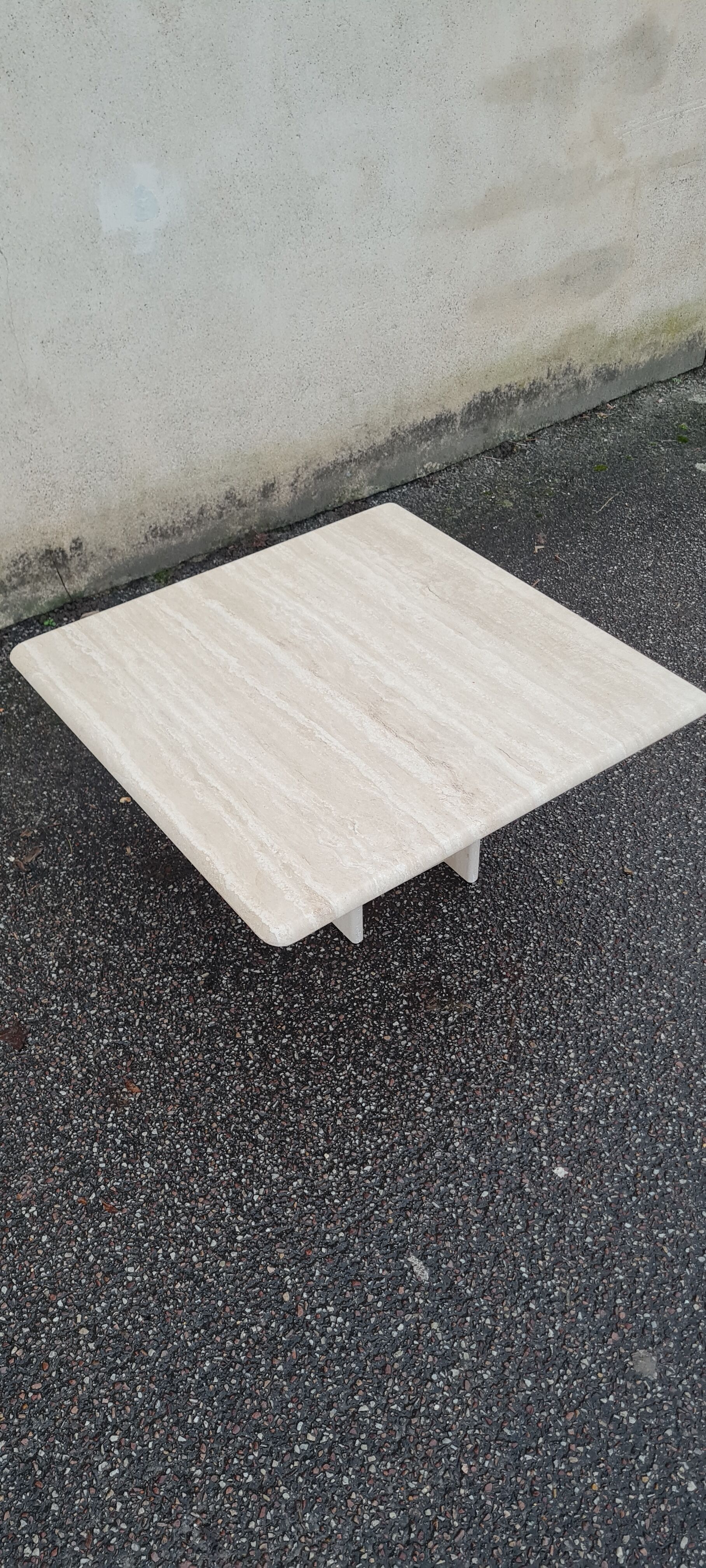 Square travertine coffee table