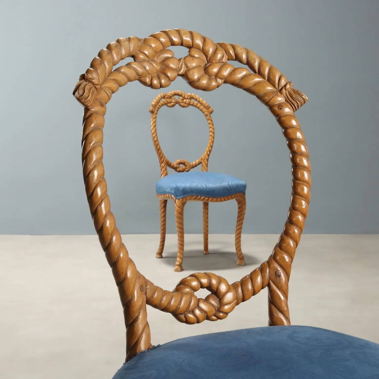 Antique beech chairs with upholstered seats, Italy, 19th century.