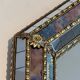 Octagonal Faceted Mirror with Brass Garlands — French Work, Glass