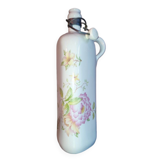 Triangular flowered porcelain bottle