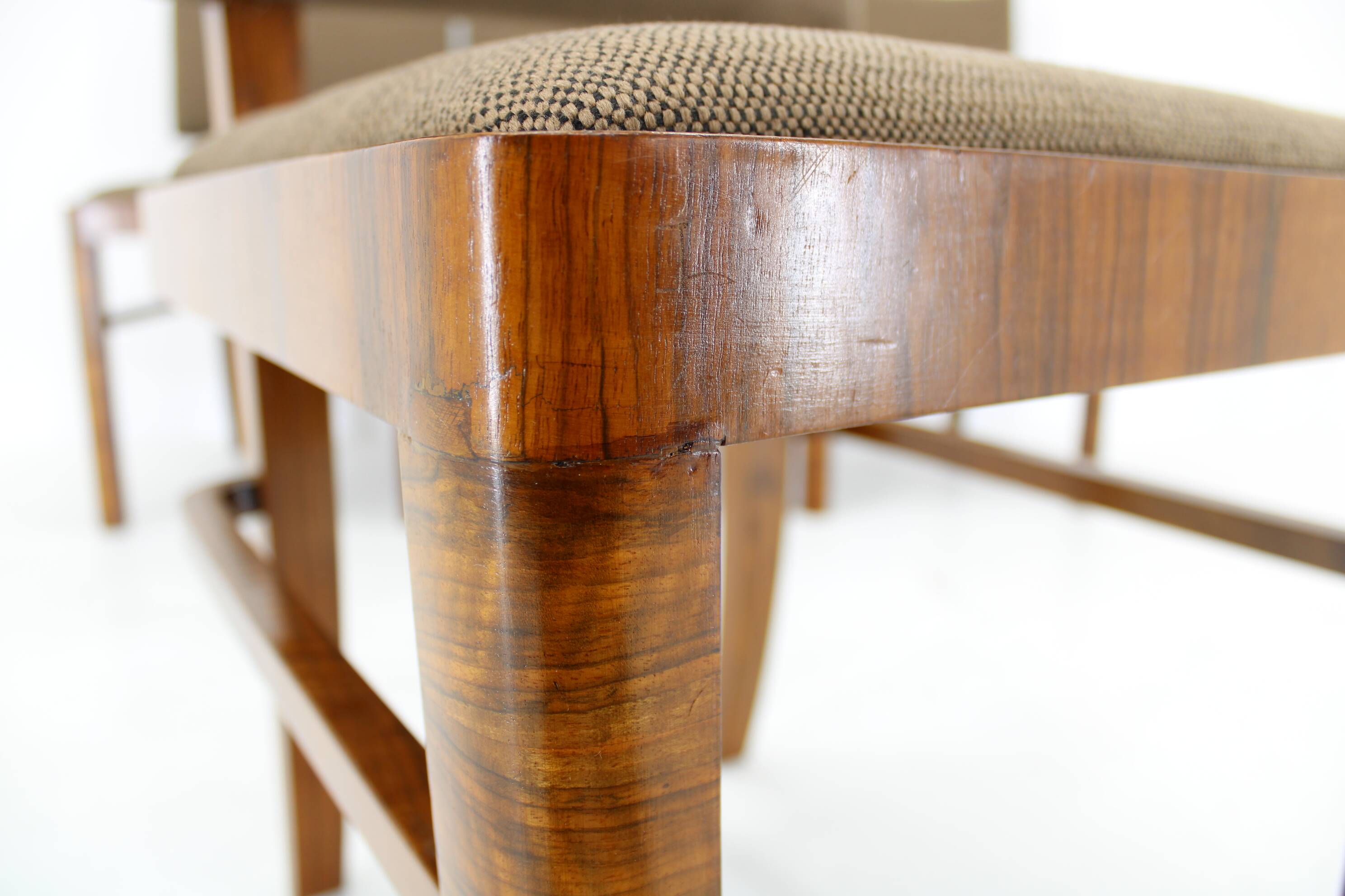 1930s Set of Four Restored Art Deco Dininng Chairs, Czechoslovakia