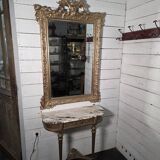 Antique Art Nouveau gilded mirror, 138cm
