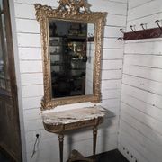 Antique Art Nouveau gilded mirror, 138cm
