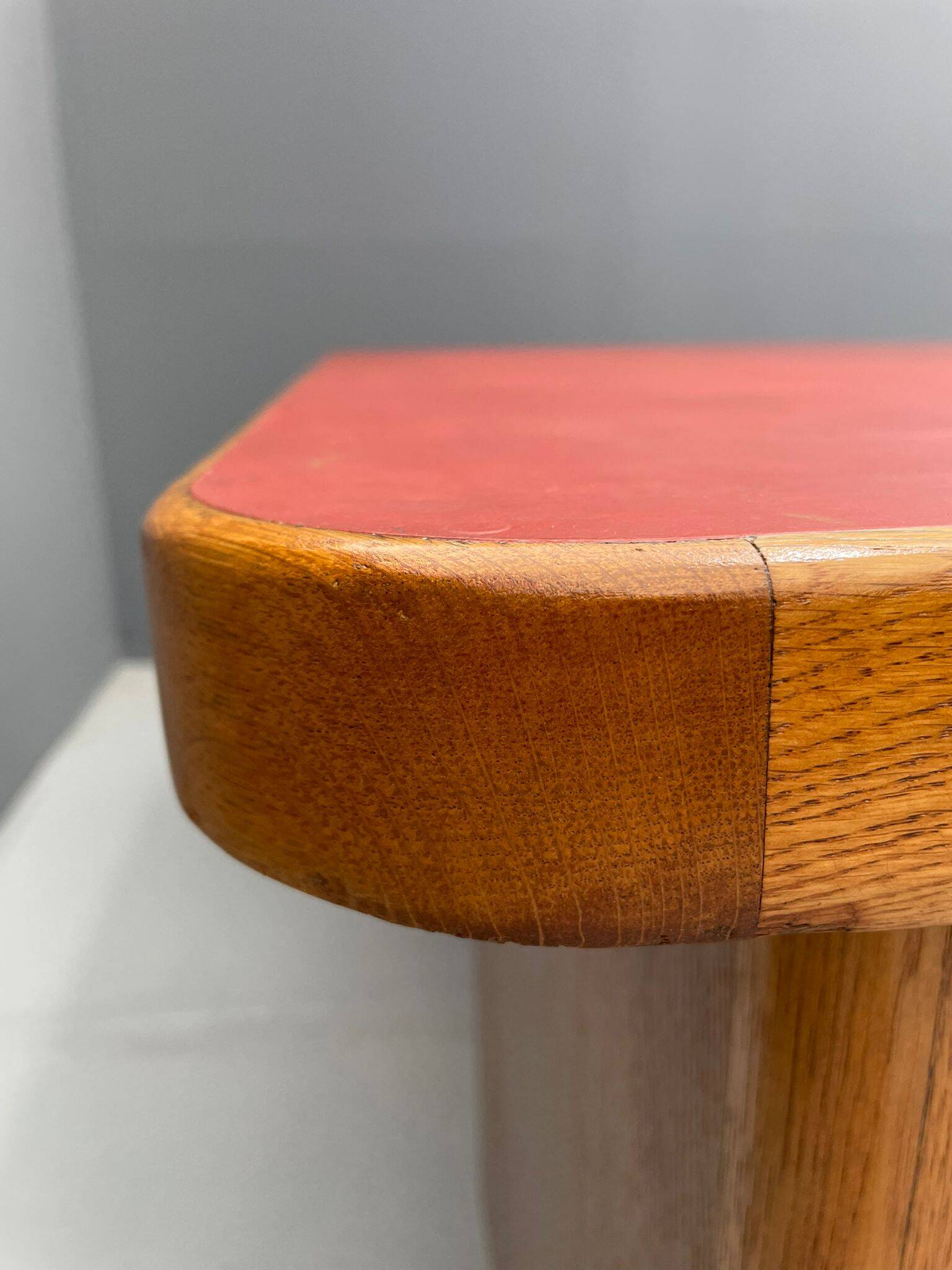 Bauhaus Walnut Writing Desk with Red Top