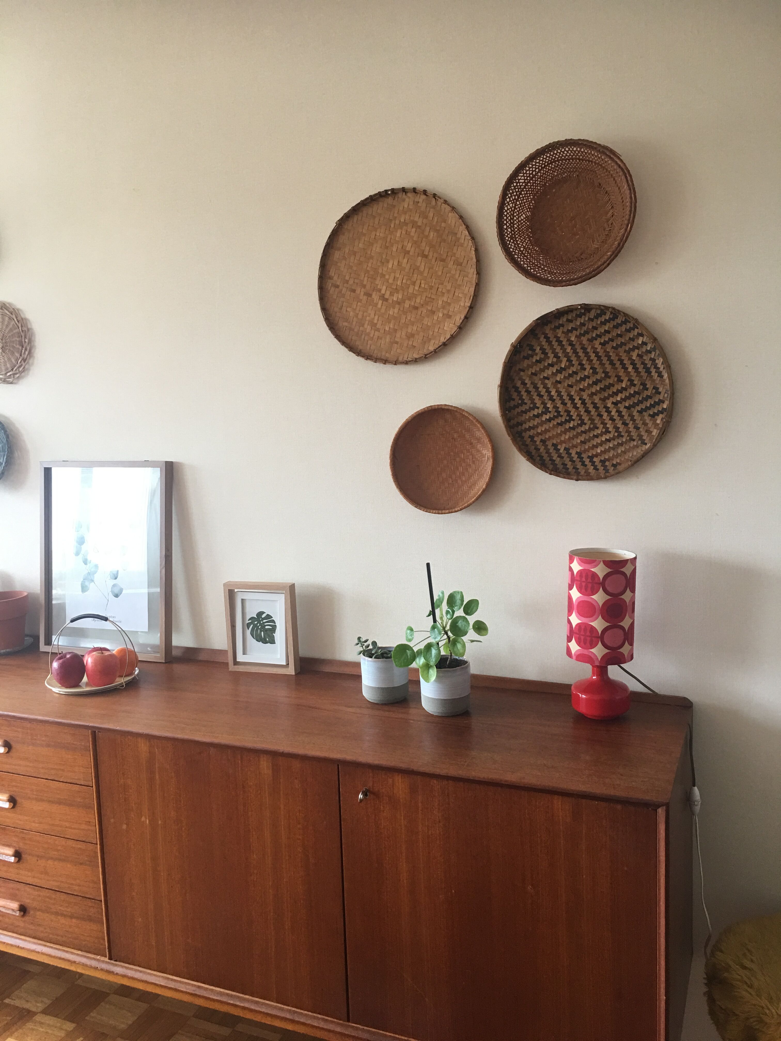 Composition of vintage wall baskets