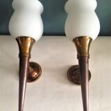 Pair of torch wall lamps