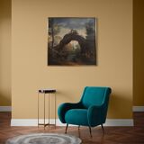 Antique French landscape painting from the 18th century