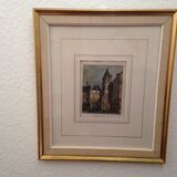 Engraving Rouen, Place de L'horloge