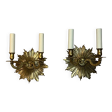 Pair of sun wall lights