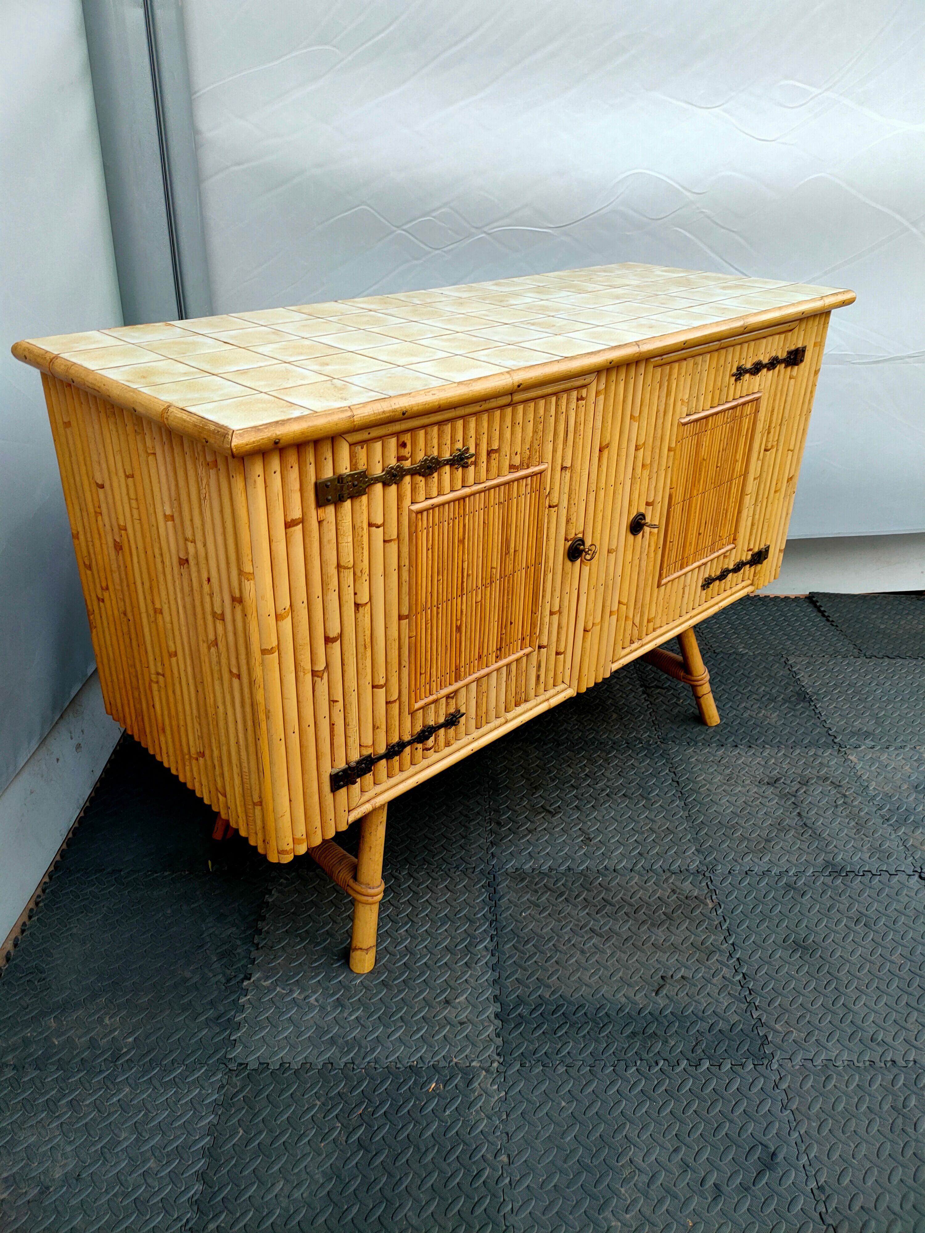 Vintage bamboo 50s enfilade French work