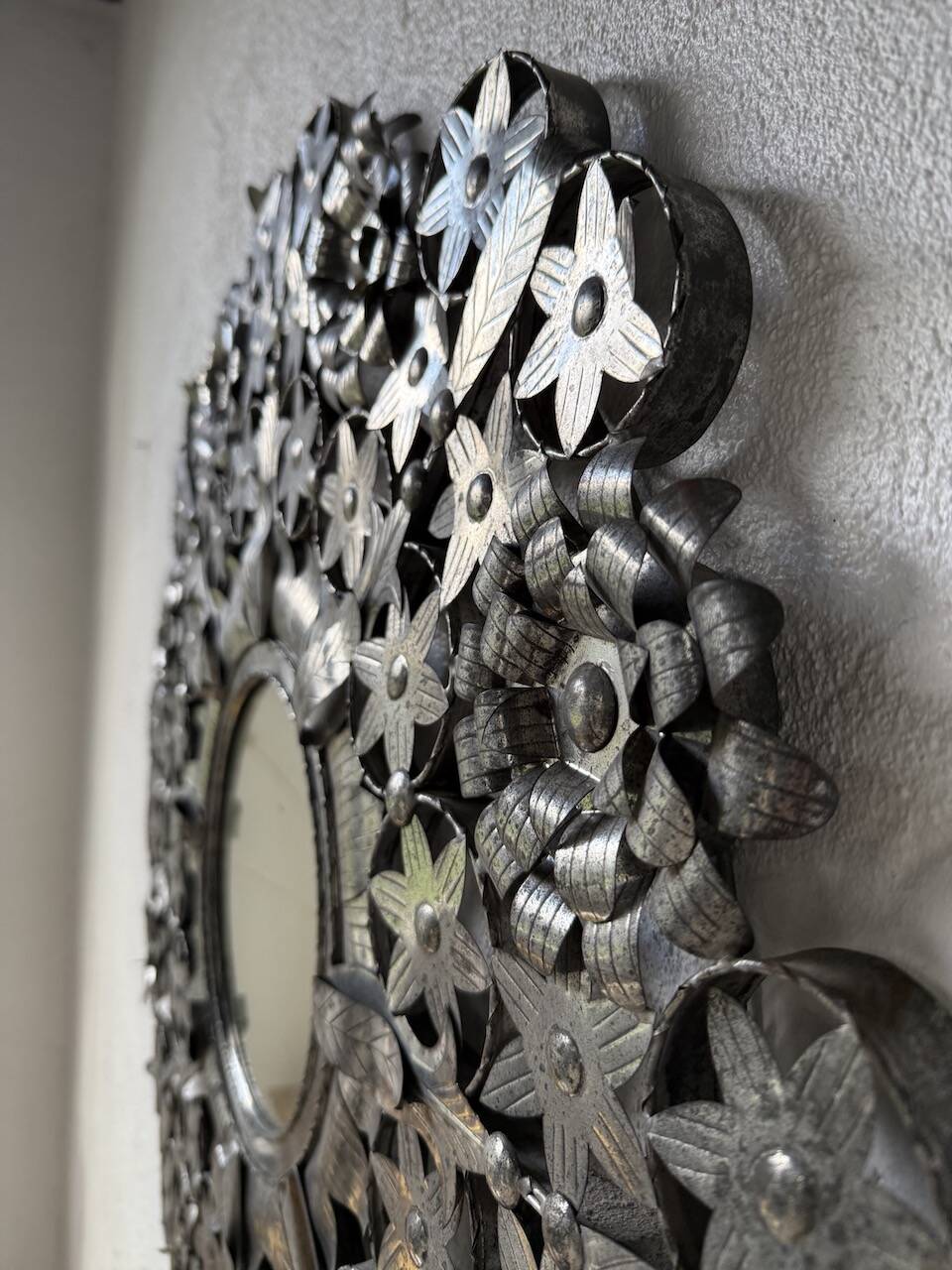 Vintage Mexican metal large mirror