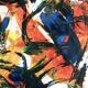 Composition abstraite orange et verte, gouache sur papier, 1989