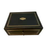 Coffret a bijoux Napoléon III en bois noirci Boulle Marqueterie XX siècle