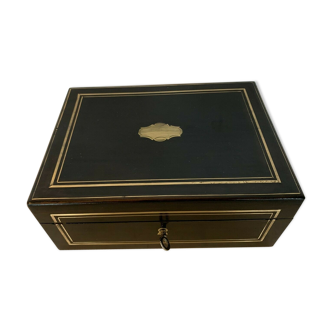 Napoleon III jewellery box in blackened wooden Boulle Marqueterie XX century