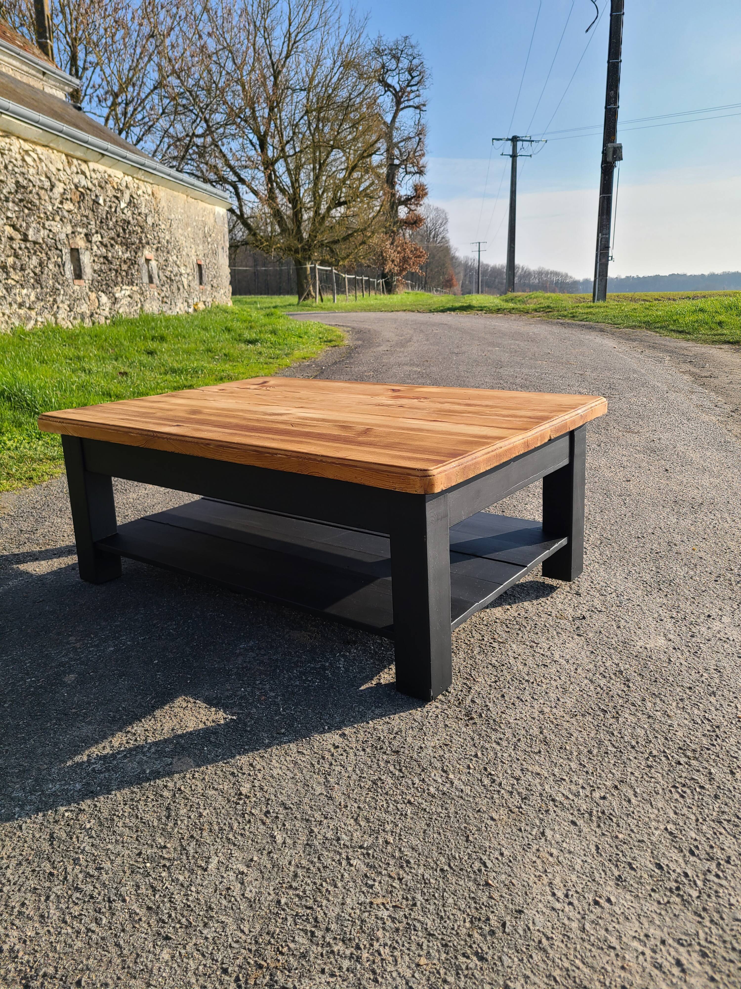 Vintage Scandinavian solid pine coffee table