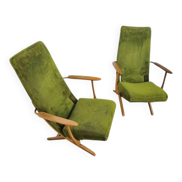2 x 20th-century vintage design reclining armchairs