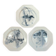 Three flat plates made of ironstone - English earthenware