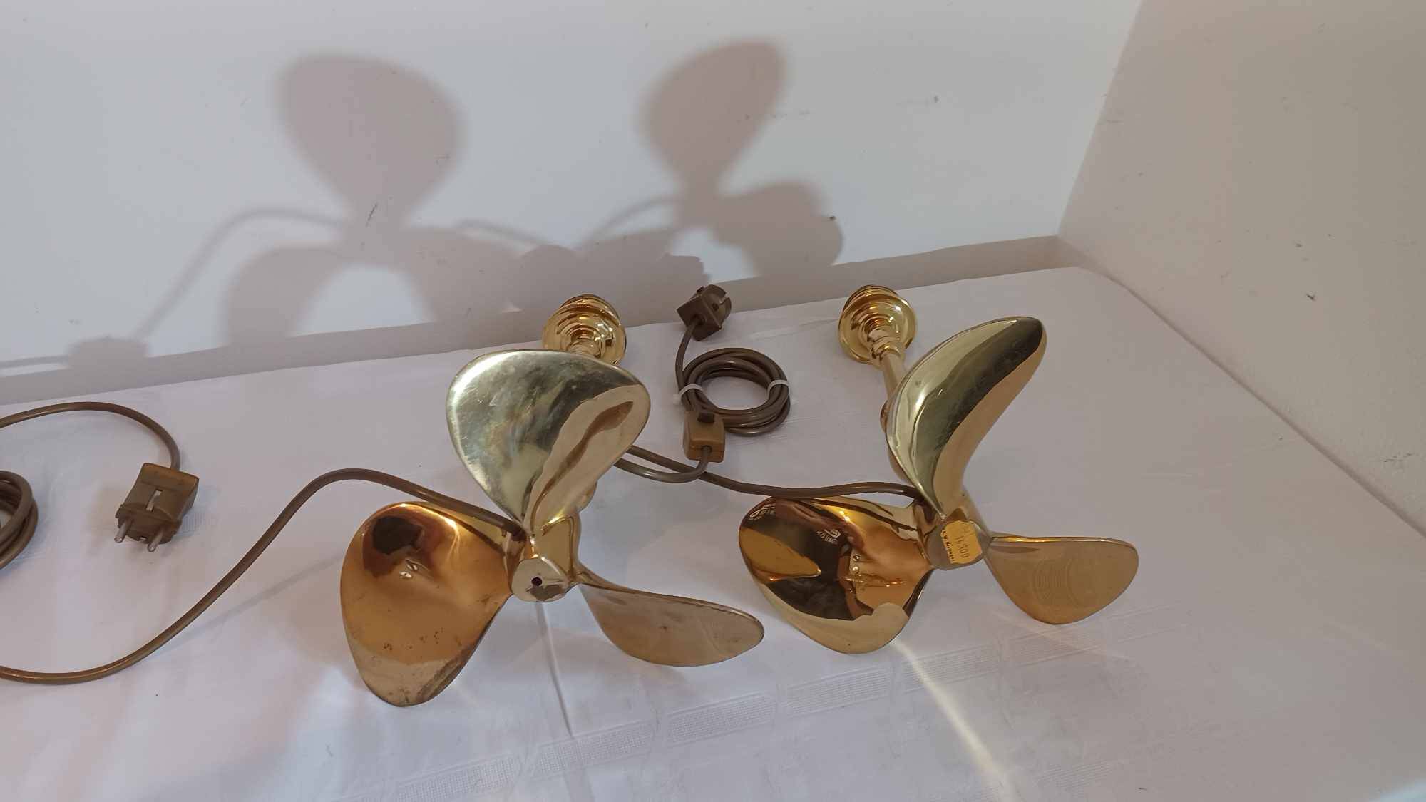 Lot de 2 lampes Hollywood Regency, années 1960/70, en laiton