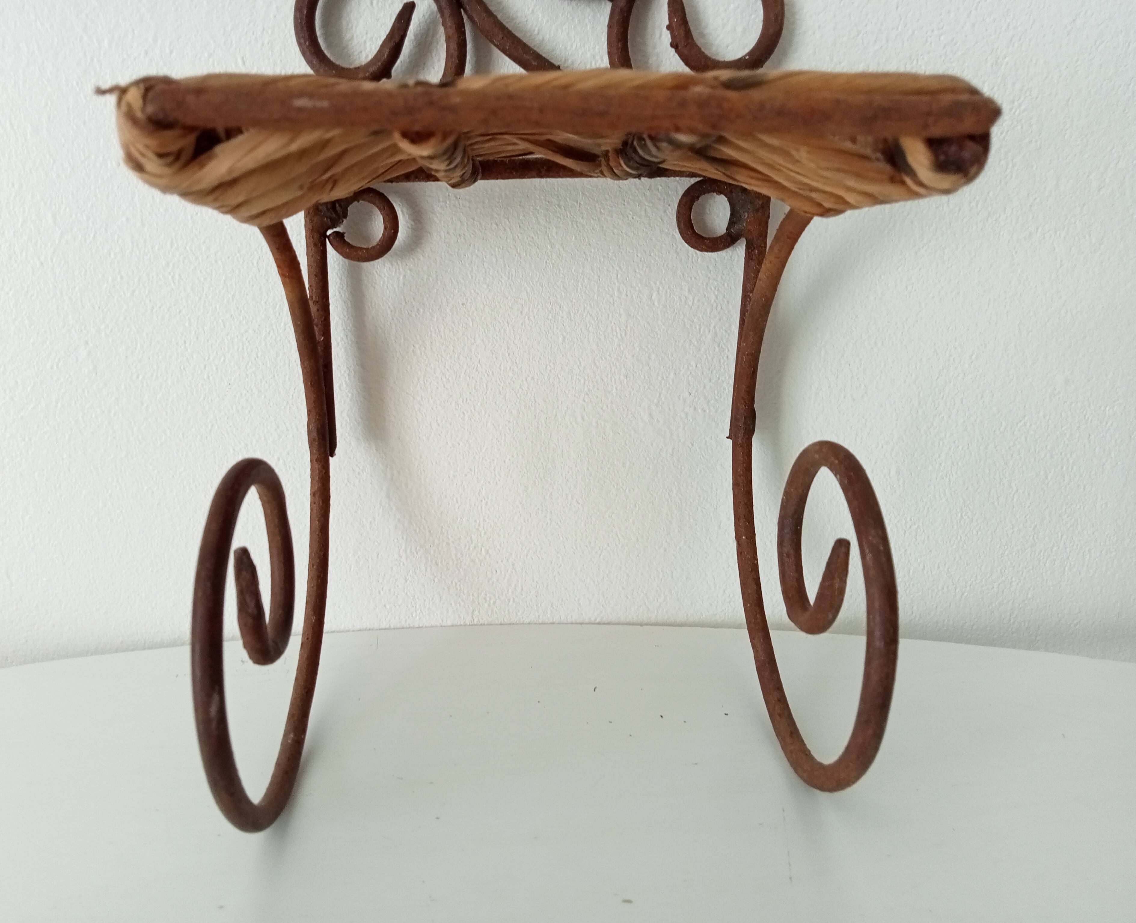 Antique wrought iron wall shelf