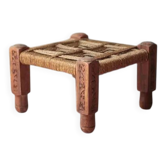 Tabouret vintage, tabouret bois avec cordes, tabouret bas, tabouret ethnique, décoration intérieur, stool