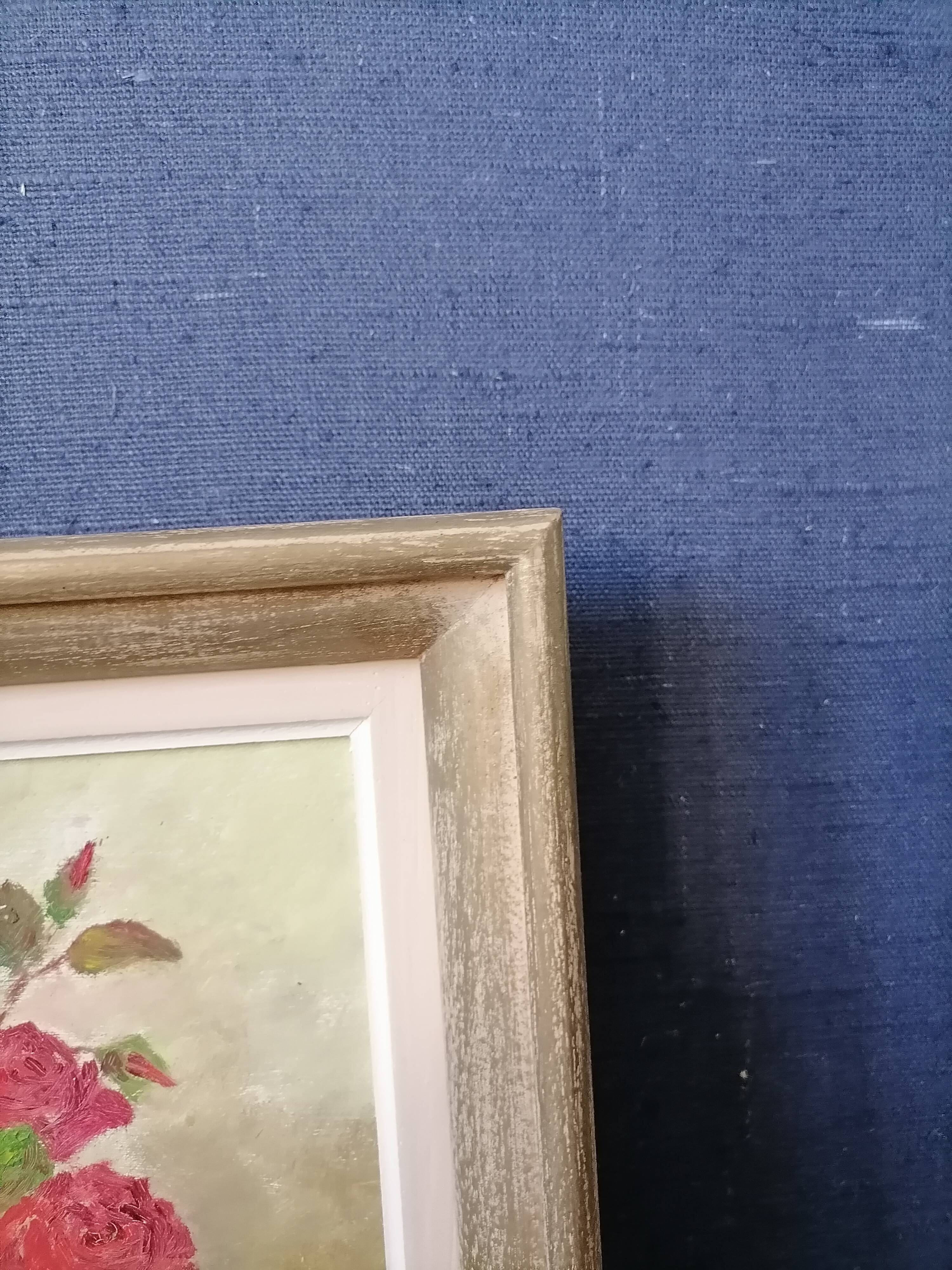 Flower bouquet painting Signed J Grundler