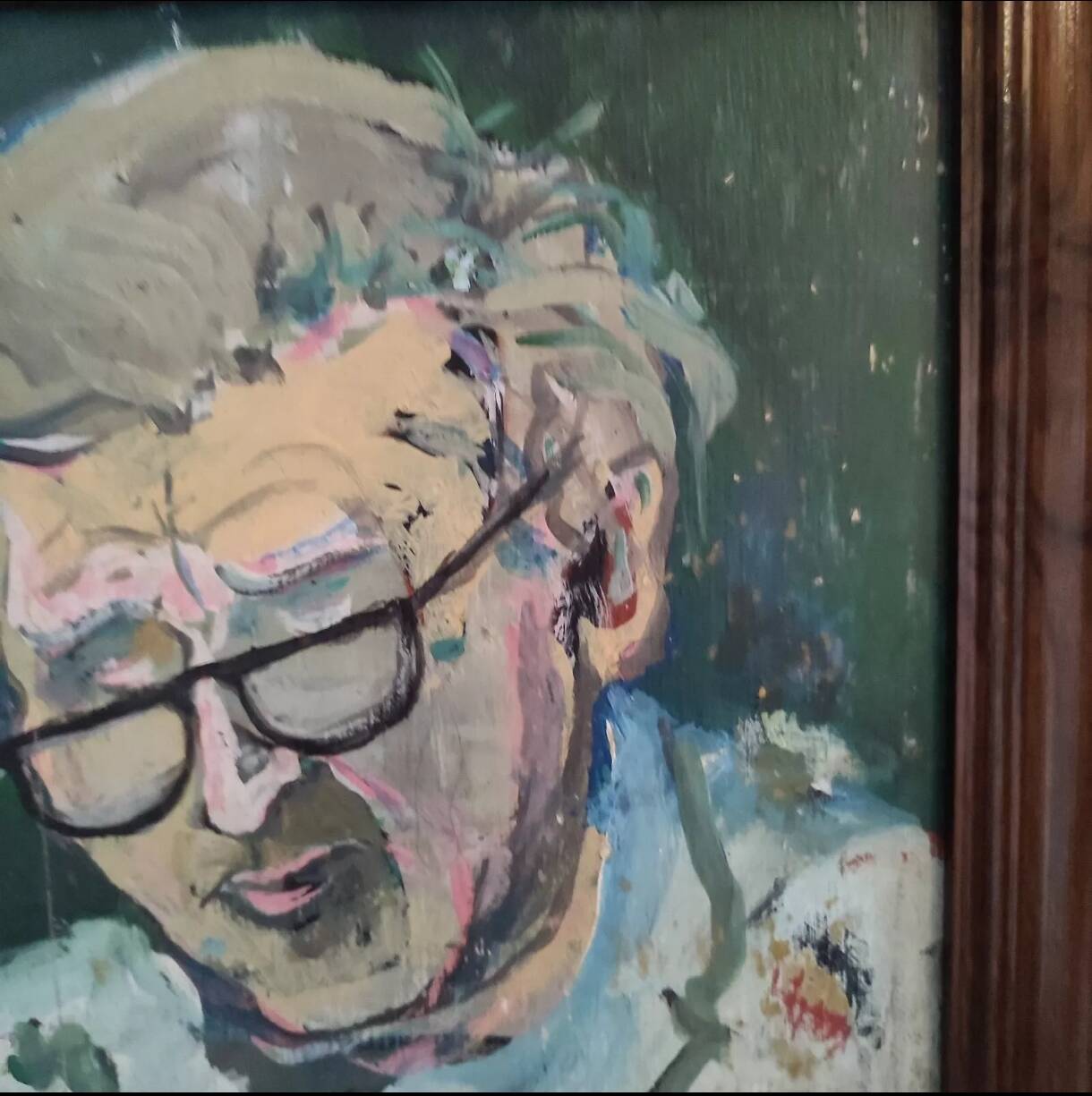 Gouache on framed cardboard "Old man with glasses", V. Lod (20th century)