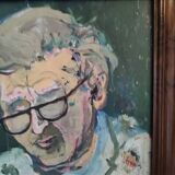 Gouache on framed cardboard "Old man with glasses", V. Lod (20th century)