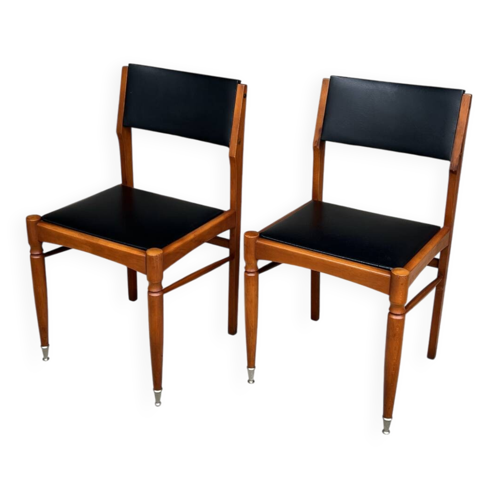 2 chaises vintage en bois et skaï