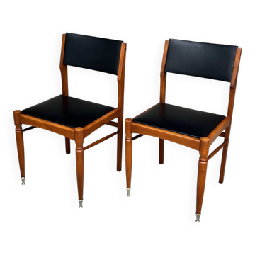 2 chaises vintage en bois et skaï