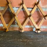 Vintage Wall-Mounted Extendable Coat Rack x10 Wooden Hooks