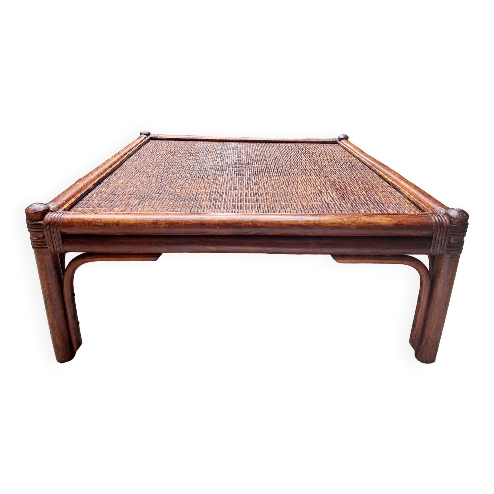 Table basse carré en rotin