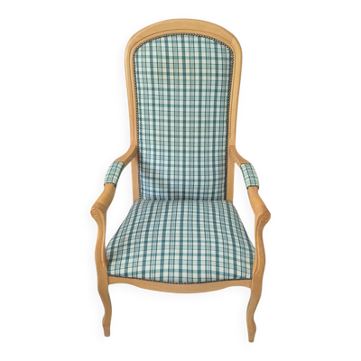 Fauteuil cabriolet / style Louis Philippe en parfait état – Tissu écossais