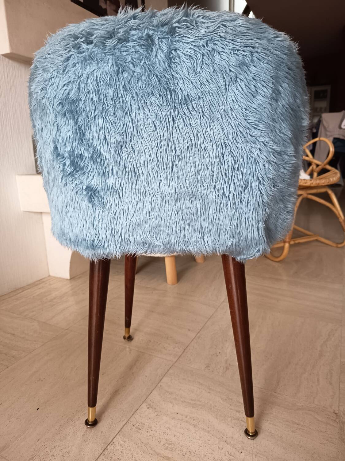 Fluffy blue chair