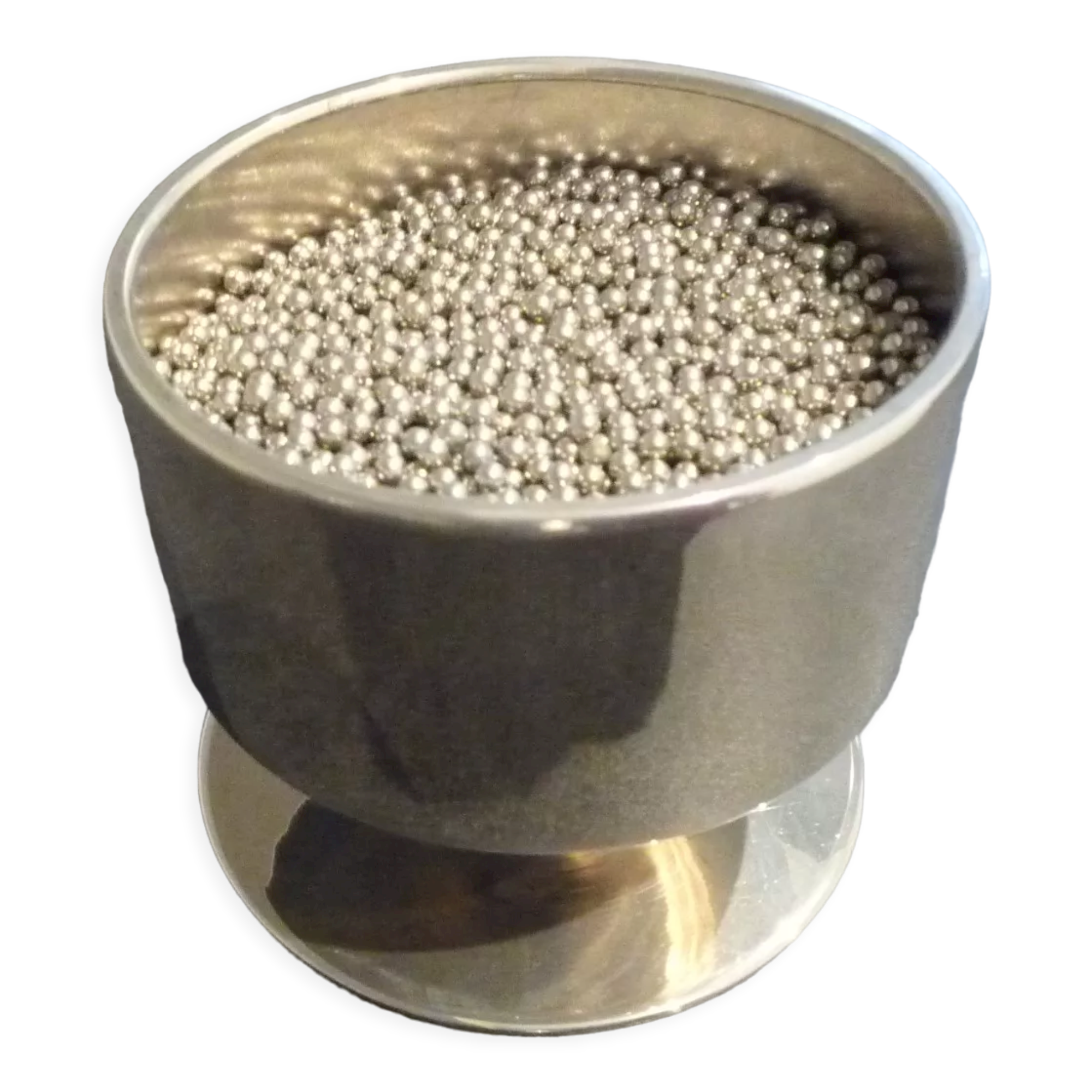 Metal pencil pot silver years 70