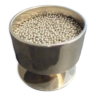 Pot a crayons metal argente annees 70