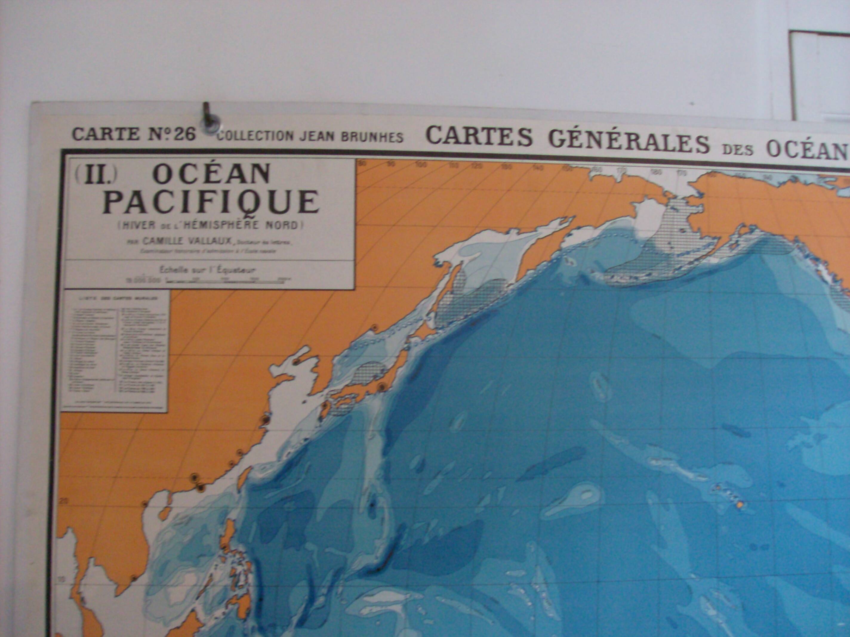 Old school map of geography oceans and seas Hatier Vallaux n°26