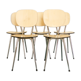 Set of 5 chairs in formica "tublac" print white birch wood