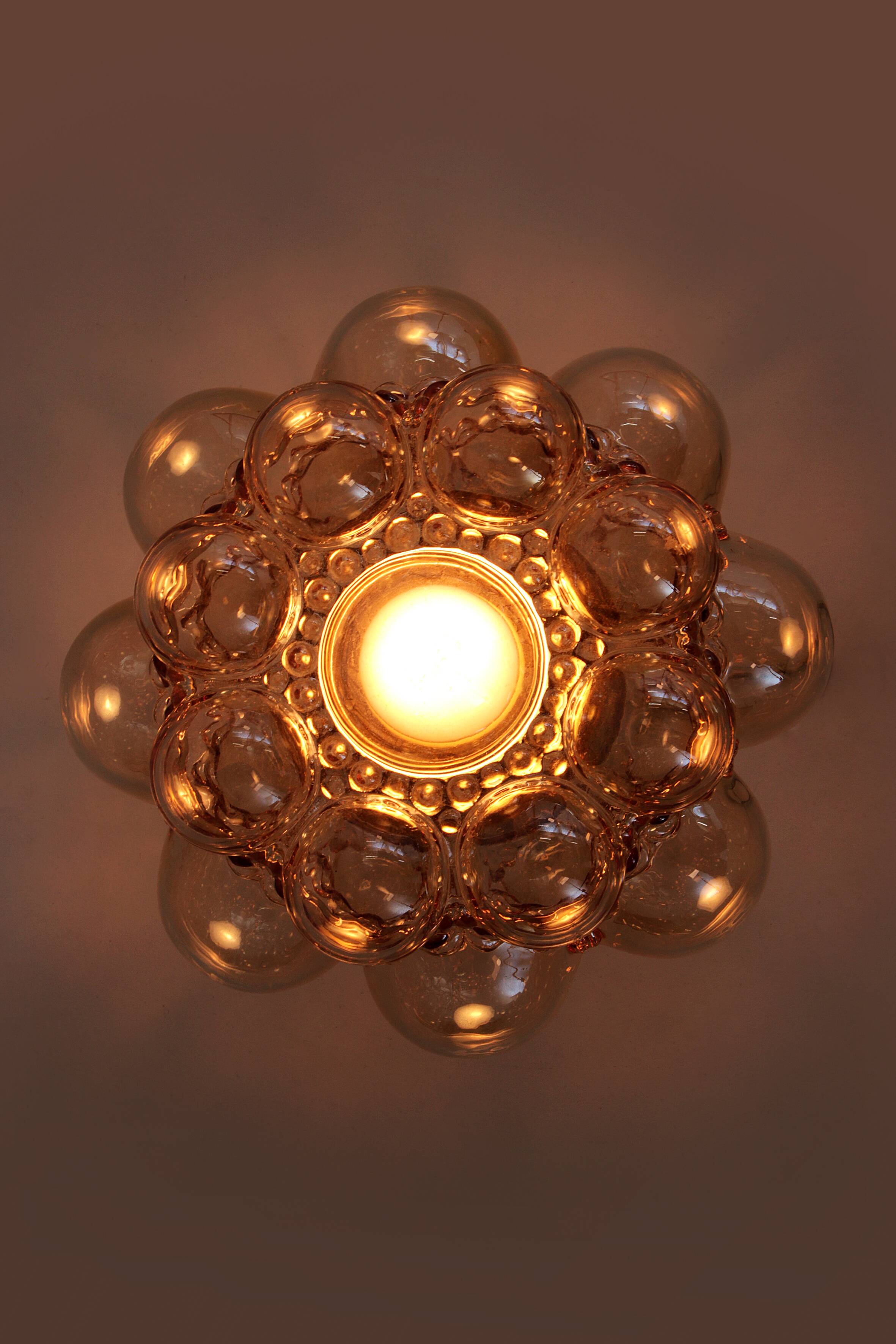 Vintage Amber Bubble Glass Lamp Helena Tynell, 1960