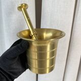 Large brass mortar with pestle