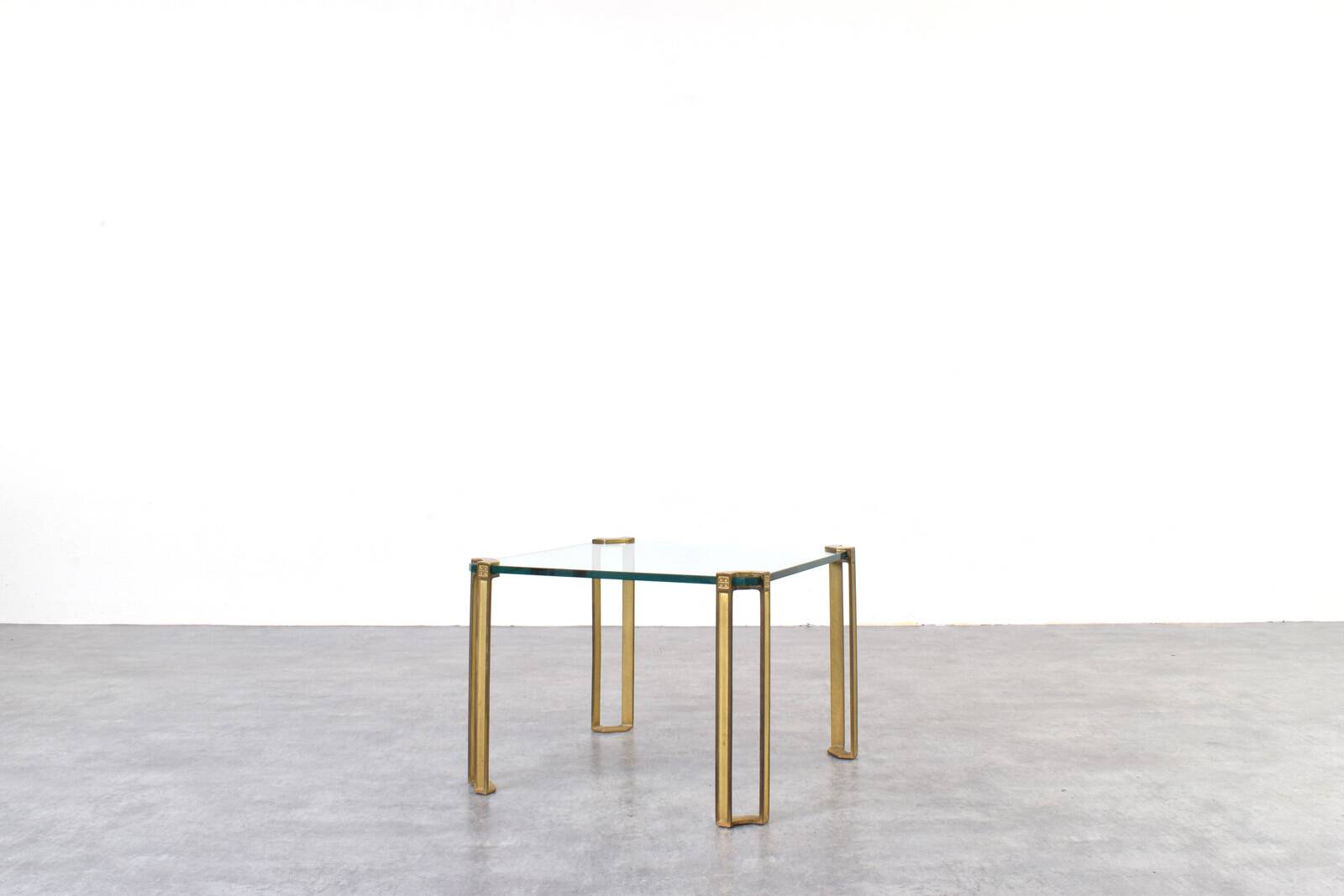 Hollywood Regency Brass and Glass Coffee Tables by Peter Ghyczy, 1970s, 2pc