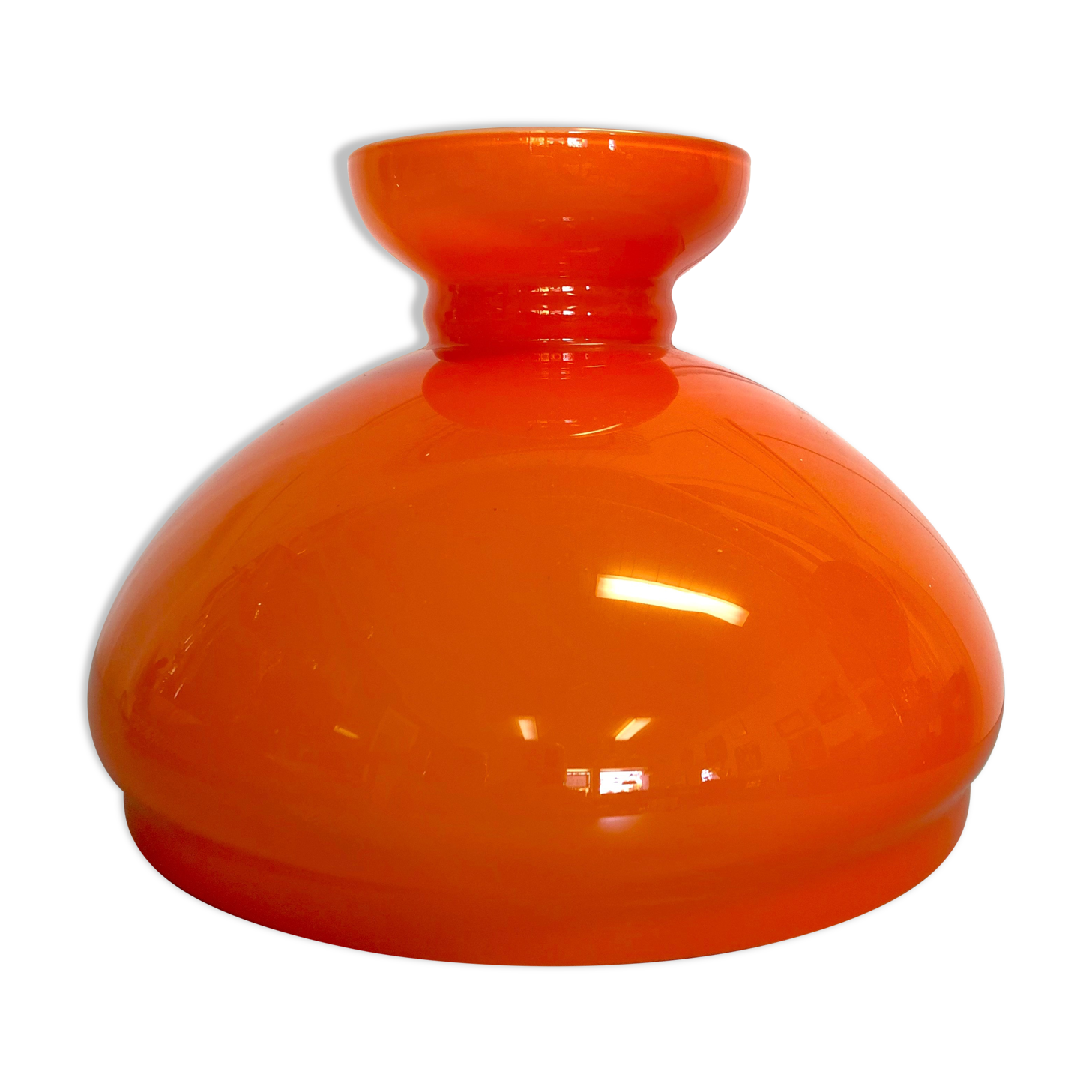 Abat-jour opaline orange années 70