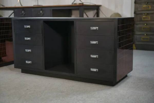 Set of 2 smoked mirrored dressing tables/jewelry counters with drawers 1970s