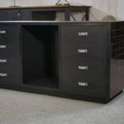 Set of 2 smoked mirrored dressing tables/jewelry counters with drawers 1970s