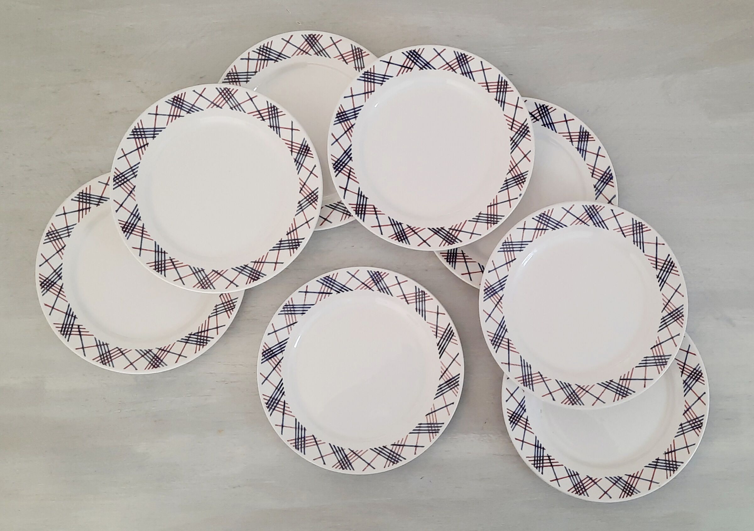 Digoin Sarreguemines earthenware plates Vintage Salies model