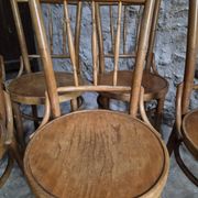 Set of 6 Fischel bentwood bistro chairs, Czechoslovakia, circa 1930–1950.