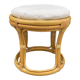 Rattan pouf with refurbished cushion